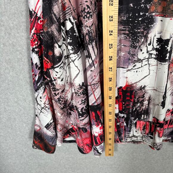 Papillon Dress Small Red Purple Flowy Pockets Jersey Knit Abstract Artsy Print - Picture 6 of 11